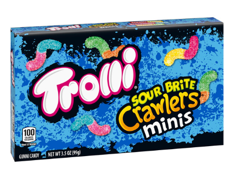 Trolli Sour Crawlers Minis, 3.5oz Theater Candy Boxes, Pack of 12