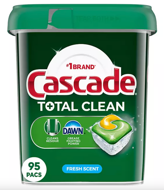 Cascade Total Action Dishwasher Detergent, Fresh Scent, 95 ct.