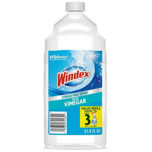Windex With Vinegar Glass Cleaner, Refill Bottle, 2 L