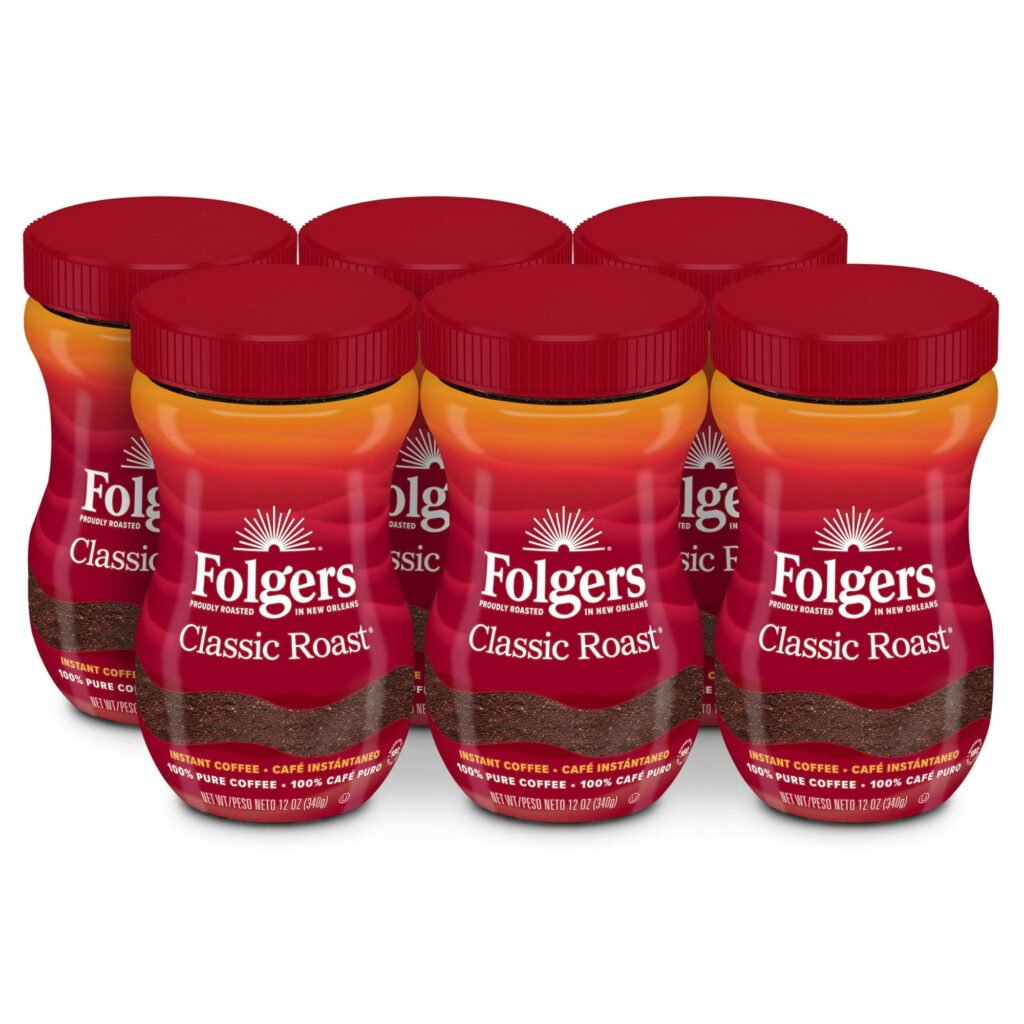 FOLGERS CLASSIC INSTANT 12OZ 6PK WHOLESALE