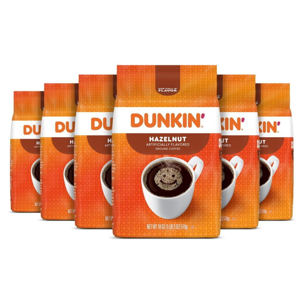 Dunkin Hazelnut Ground Coffee 18oz 6PK WHOLESALE