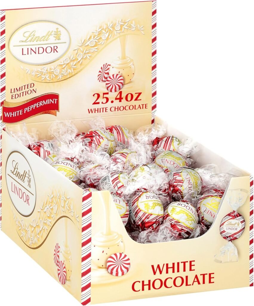 Lindt LINDOR White Chocolate Peppermint Truffles 25.4oz WHOLESALE