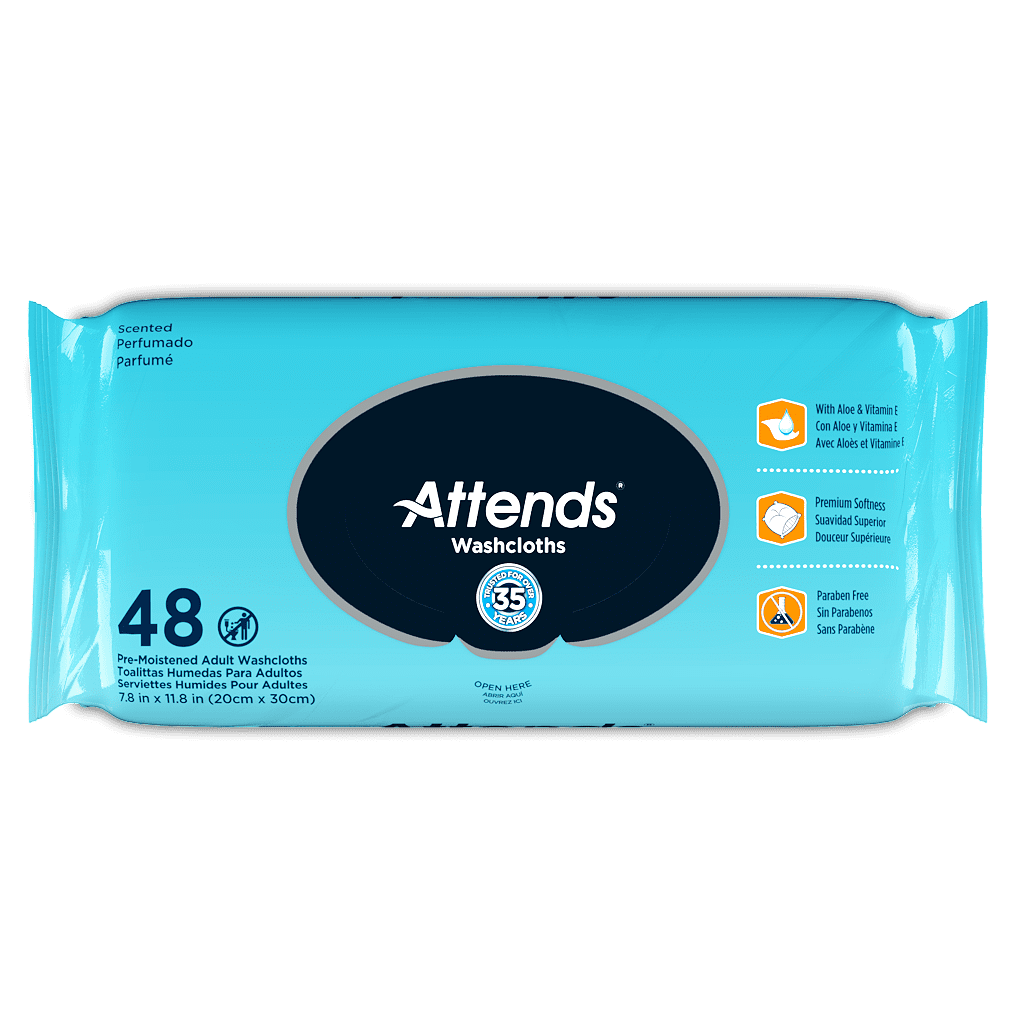 Attends Wet Wash Cloths 48CT WHOLESALE