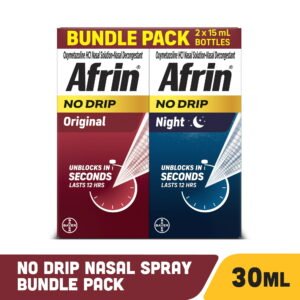 Afrin No Drip Original 12Hr Pump Mist 15Ml -No Drip Night 12Hr Pump Mist 15Ml Bundle Pk WHOLESALE