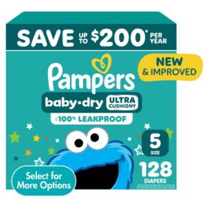 Pampers Baby Dry Diapers Size 5 Box 128CT WHOLESALE