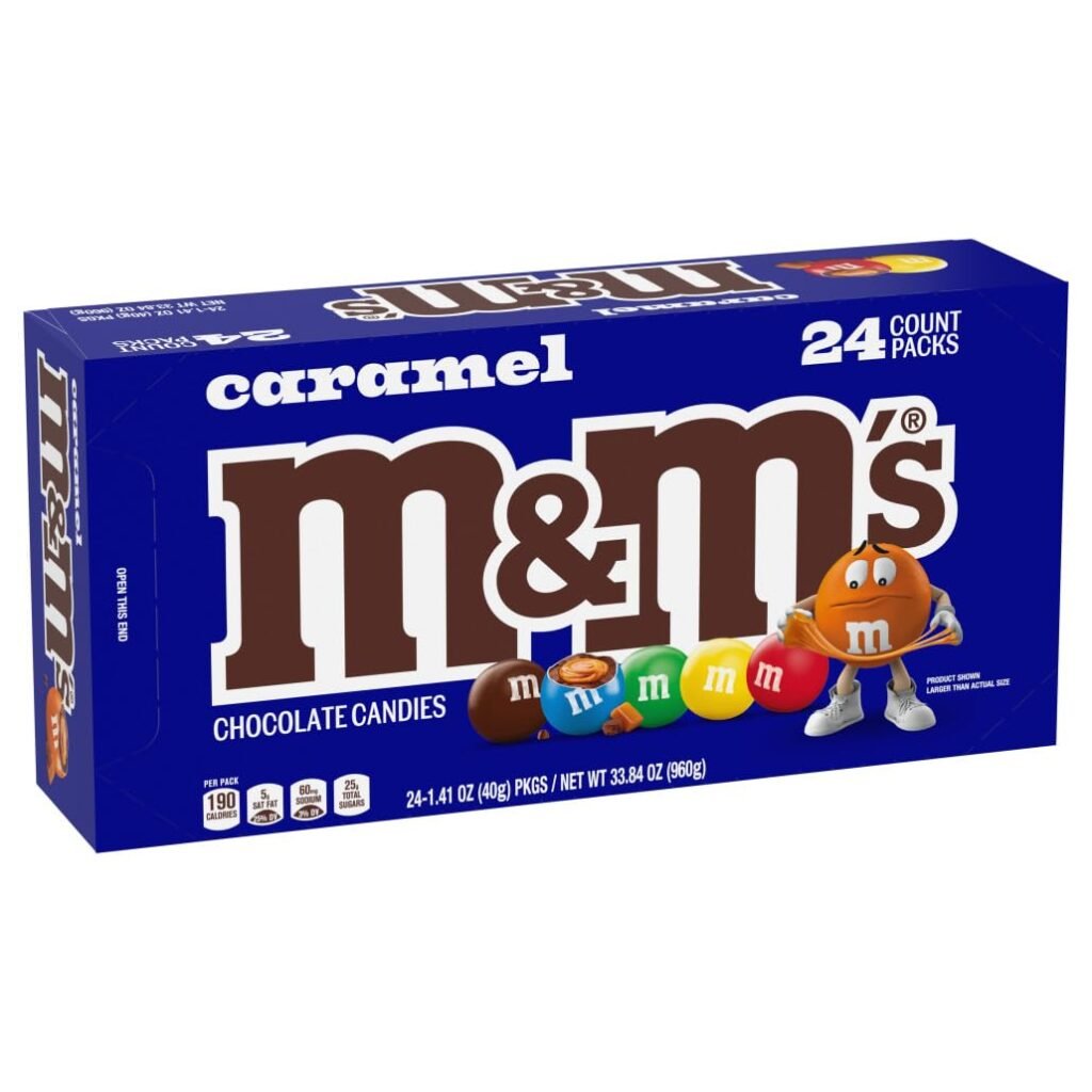 M&M Carmel Chocolate 1.41oz Box 24 Count WHOLESALE